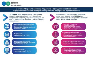 Які галузі принесли найбільше податків до держбюджету з початку року (інфографіка)