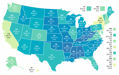 Американцы подсчитали ценность $100 в каждом штате (инфографика)