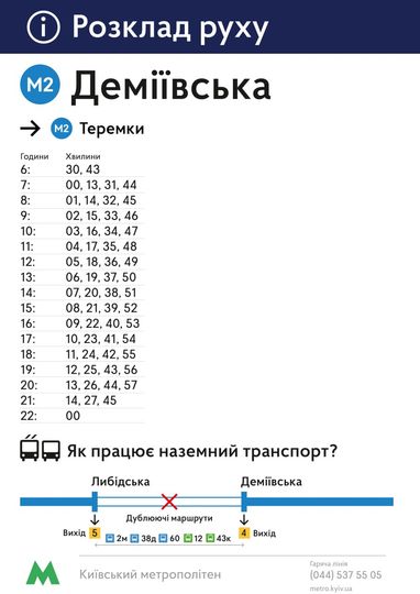 «Човниковий» рух поїздів між «Теремками» і «Деміївською»: у КМДА оприлюднили розклад
