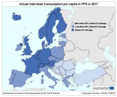 Євростат назвав найбагатші і найбідніші країни ЄС (інфографіка)
