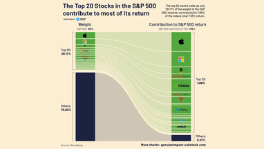 Лише 20 компаній сприяють прибутковості S&P 500 у 2023 році