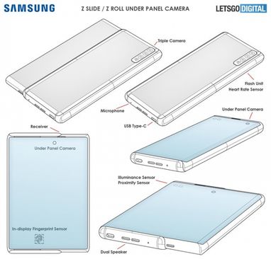 Samsung запатентувала слайдер з екраном, що скручується, і прихованою під ним селфі-камерою