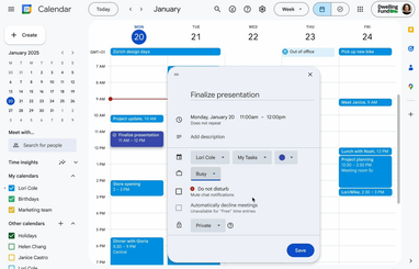 В Google Calendar появилась функция планирования задач