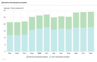 Міжнародні резерви України перевищили 29 млрд доларів