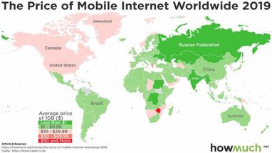 Украина на 4 месте в мире по дешевизне мобильного интернета (инфографика)