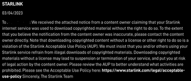 Starlink может блокировать терминалы пользователей, загружающих пиратский контент