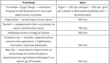 Скільки коштують розваги в Карпатах влітку 2024 року