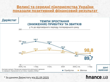 Фінансові показники великих і середніх компаній — Держстат