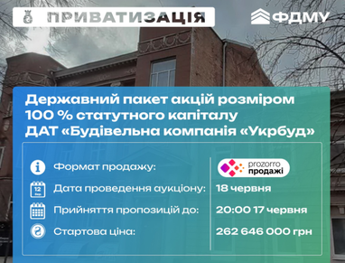 «Укрбуд» пішов з молотка за 805,001 млн грн (деталі)