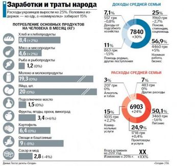 Украинцы "проедают" по 54 гривни в день: на что уходят деньги (инфографика)