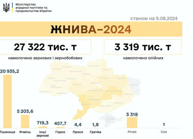 В Украине уже намолотили более 30,6 миллионов тонн зерновых и масличных