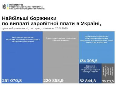 В Минэкономразвития назвали ТОП-5 предприятий - должников по выплате зарплат (инфографика)
