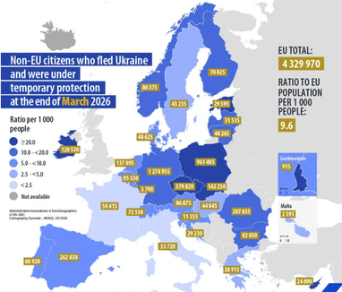 4,33 миллиона украинцев имеют статус временной защиты в ЕС: где больше всего (инфографика)