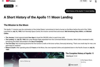 После ввода запроса сервис открывает отдельную страницу с текстовым итогом темы