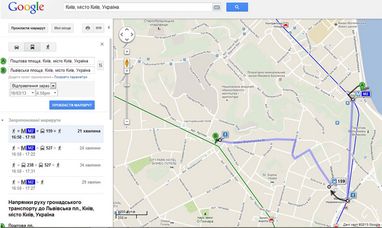 На картах Google теперь можно прокладывать маршруты общественного транспорта в Украине
