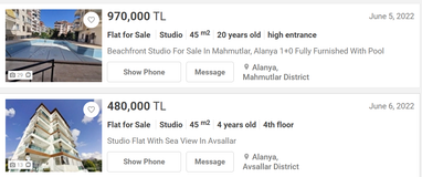 Примеры цен на&nbsp;маленькие квартиры в&nbsp;Алании.

