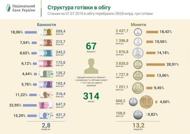 В Нацбанке назвали банкноты, которых больше всего в наличном обращении (инфографика)