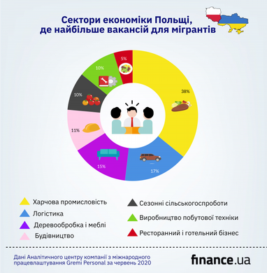 В яких галузях економіки Польщі буде робота для українців до кінця 2020 року (інфографіка)