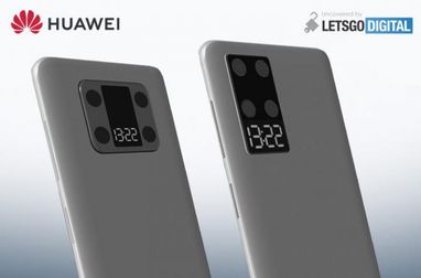 Huawei предлагает встроить небольшой экран в зону квадрокамеры смартфона