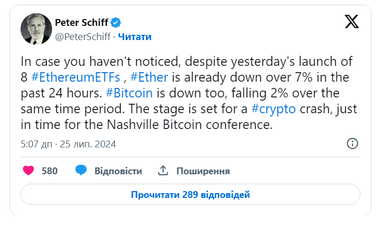 Для краху Bitcoin все готово, — Пітер Шифф