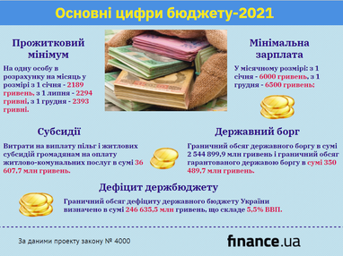 Основні цифри бюджету-2021 (інфографіка)