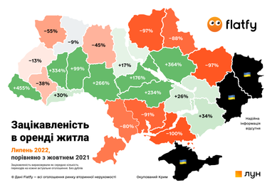 Сколько стоит арендовать квартиру в разных областях Украины (инфографика)