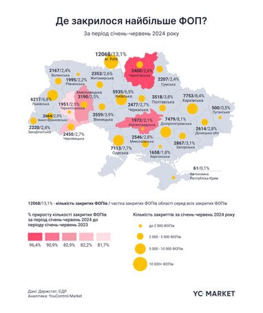 У яких секторах найбільше закриваються ФОПи в Україні (інфографіка)