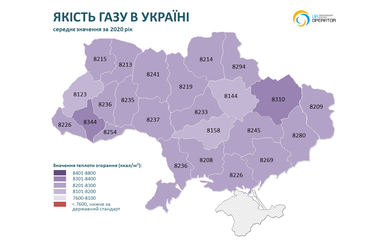 Якість газу в регіонах України (інфографіка)
