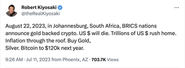 Роберт Кийосаки спрогнозировал рост Bitcoin до $120 000
