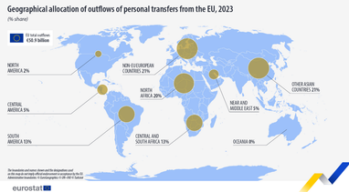 Личные переводы из ЕС достигли рекордного оттока в 2023 году (инфографика)