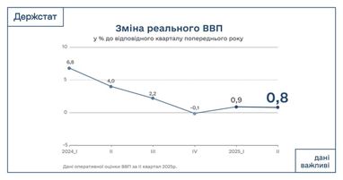 Рост ВВП Украины во втором квартале замедлился до 0,8% — данные Госстата