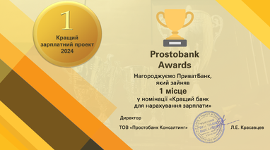 ПриватБанк признан лучшим украинским «зарплатным» банком: Prostobank Awards 2024