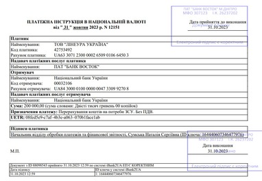 Допомога ЗСУ та благодійність за жовтень 2023 року