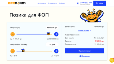 Новий сервіс онлайн кредитів для ФОП від BeeMoney