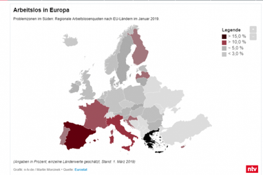 Где в ЕС больше всего безработных (инфографика)