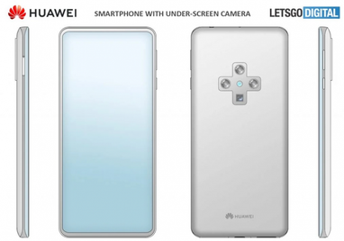 Huawei запатентовала смартфон с подэкранной камерой и перископическим объективом