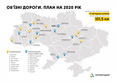 В Укравтодоре показали, какие новые окружные появятся в 2020 году (карта)