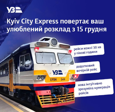 Новый график Kyiv City Express с 15 декабря