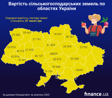 Де в Україні найдорожчі с/г землі: середня вартість за гектар (інфографіка)