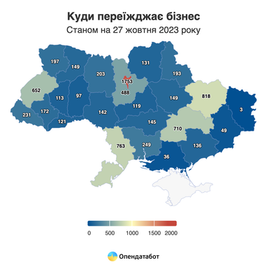 Куда релоцируется украинский бизнес с начала полномасштабного вторжения (инфографика)