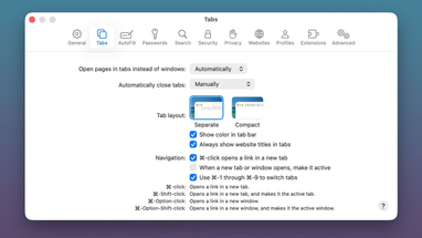 Компактная панель вкладок Safari