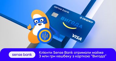 Майже 3 млн грн: скільки кешбеку отримали клієнти Sense Bank за карткою «Вигода»