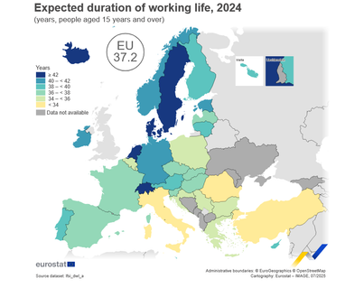 В каких странах ЕС работают дольше всего — Евростат (инфографика)