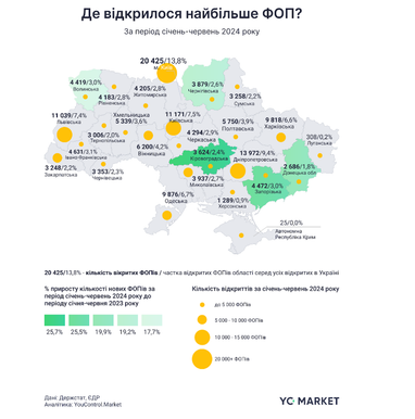 В Україні в червні суттєво впала кількість реєстрацій ФОПів (інфографіка)