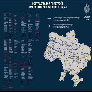 TruCam з’являться ще на 28 ділянках українських доріг (карта)