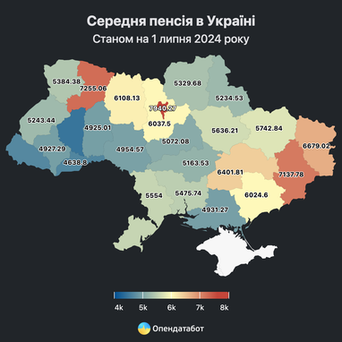 Средняя пенсия в разных областях Украины (инфографика)