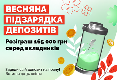 Весняна підзарядка депозитів: Грошовий приз за розміщення вкладу збільшено до 165 000 грн