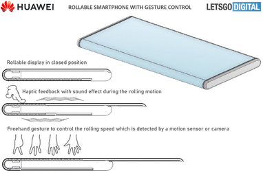 Huawei запатентовала смартфон с выдвижным дисплеем и поддержкой жестового управления