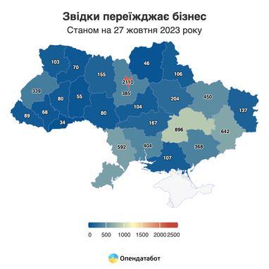 Куда релоцируется украинский бизнес с начала полномасштабного вторжения (инфографика)