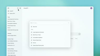 ChatGPT вводит новую функцию поиска для удобного доступа к истории чатов